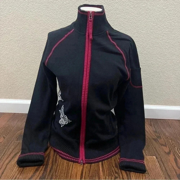 ATHLETA Cotton Poly Blend Cardigan Sweater Jacket Zip Up Multicolor Wm Medium - Picture 1 of 16